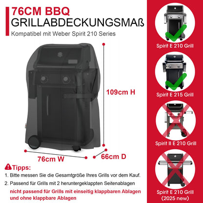 Unicook Grillabdeckung 132 cm, wasserdicht, für Weber Spirit 200/300
