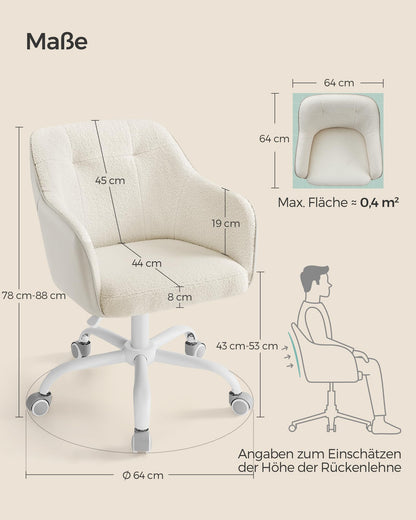 SONGMICS Homeoffice Stuhl Drehstuhl - OBG019W01 cappuccinobeige