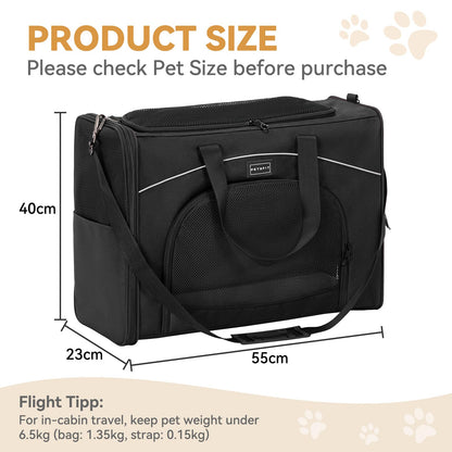 Petsfit Hundetasche Flugzeug Transporttasche Hund Katze L Schwarz