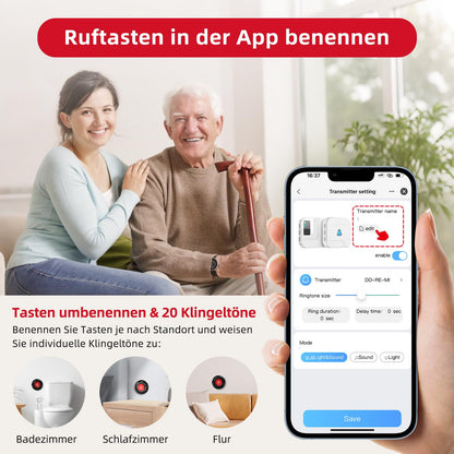 CallToU Notrufknopf für Senioren, WiFi Notfallarmband Set TY02