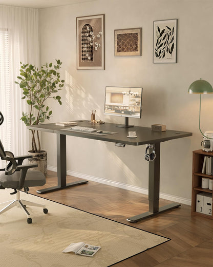 JUMMICO Elektrischer Schreibtisch höhenverstellbar 160x70cm Schwarz USB