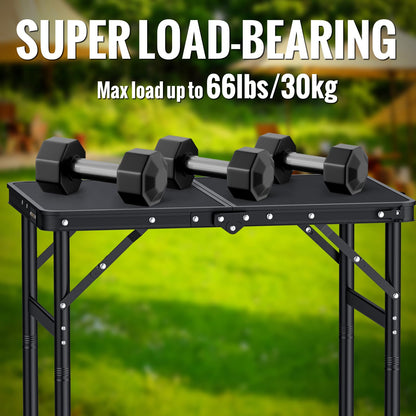 GARLLEN Campingtisch klappbar, 60 x 40 cm, höhenverstellbar, schwarz