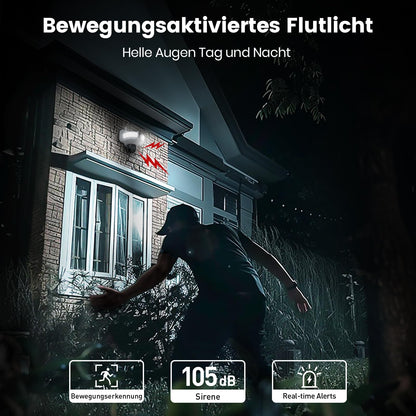 aosu 3K WLAN Überwachungskamera Aussen – 2600 Lumen Flutlicht