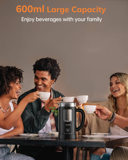 morpilot Milchaufschäumer Elektrisch 4-in-1, 600 ml, Schwarz