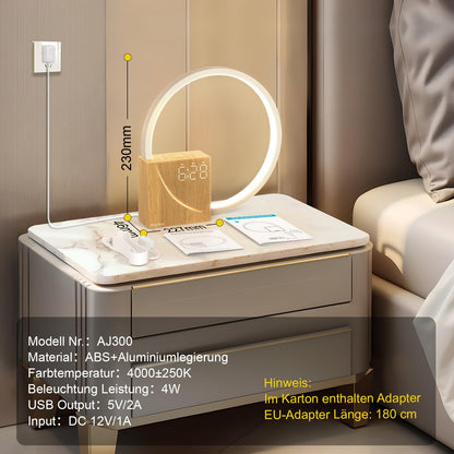 blonbar Nachttischlampe AJ300 mit Lichtwecker und USB-Ladefunktion