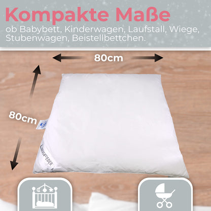 Luxus 100% Daunen Kinderwagendecke Babydecke 80x80cm - Ganzjahr