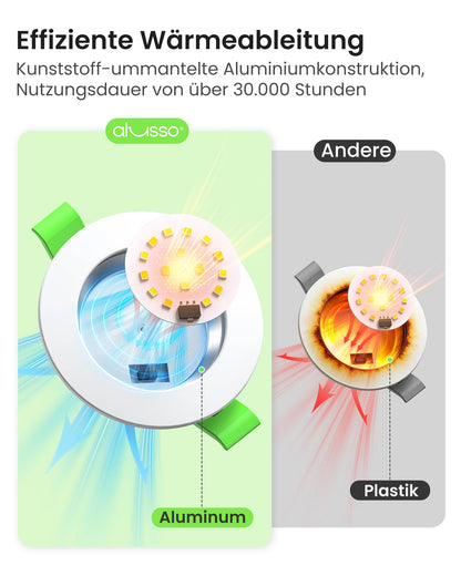 ALUSSO LED Einbaustrahler 230V, dimmbar, IP44, weiss, 12er Set