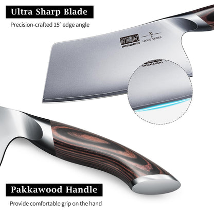 HOSHANHO Hackmesser 18 cm – Chinesisches Kochmesser Edelstahl