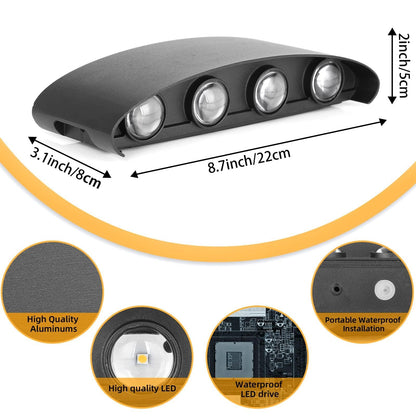 Lureshine LED Wandleuchte Up & Down 8W 3000K IP65 Schwarz 2er-Set