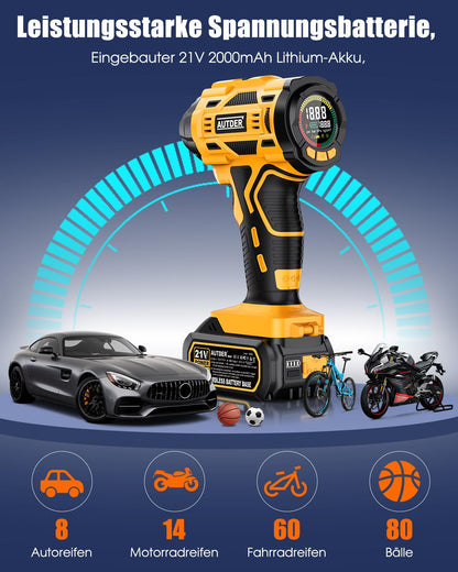 AUTDER AD380 Akku-Luftkompressor 180 PSI für Auto, Motorrad & Velo