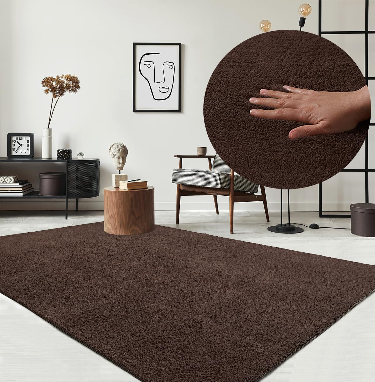 the carpet Relax Kurzflor-Teppich, waschbar, Braun, 160 x 220 cm