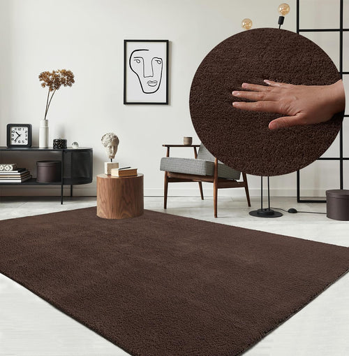 the carpet Relax Kurzflor-Teppich, waschbar, Braun, 160 x 220 cm