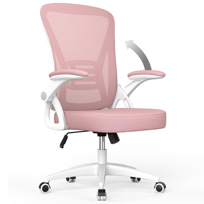 naspaluro ergonomischer Bürostuhl mit Lordosenstütze - Rosa. Rosa Bürostuhl für ergonomische Rückenunterstützung am Arbeitsplatz.