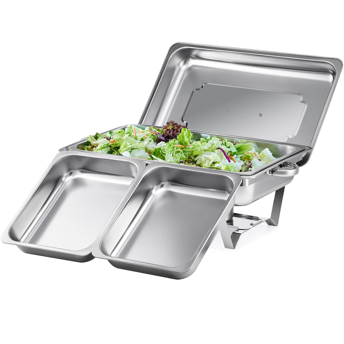 Wilprep Chafing Dish 2er-Set Edelstahl Speisenwärmer je 9 L GN 1/2 mit Deckel und Gestell zum Warmhalten von Speisen
