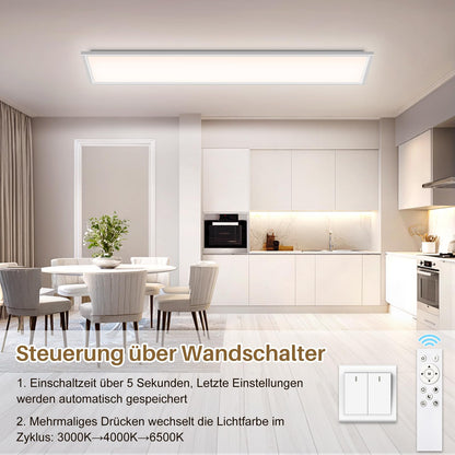 SNADER LED Deckenleuchte dimmbar, 100x25 cm Panel mit Fernbedienung
