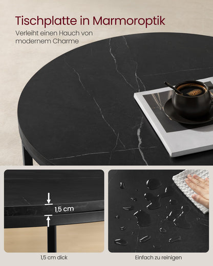 VASAGLE LCT072B58 Couchtisch Glasplatte - Marmorschwarz