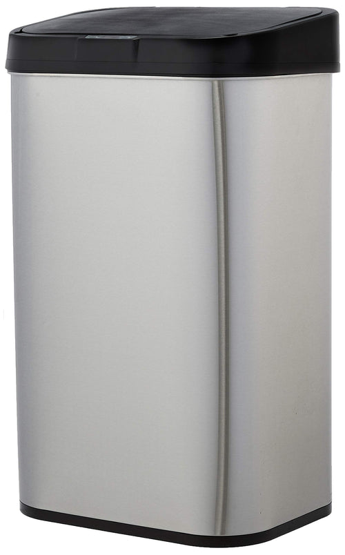 Amazon Basics Mülleimer Edelstahl Sensor - 60L Rechteckig Silber. Berührungsloser Abfalleimer für einfache Müllentsorgung.