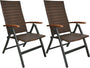 BRUBAKER Polyrattan Gartenstuhl Modena 2er-Set, klappbar, Braun Grau, Metallgestell mit Polyrattan-Geflecht