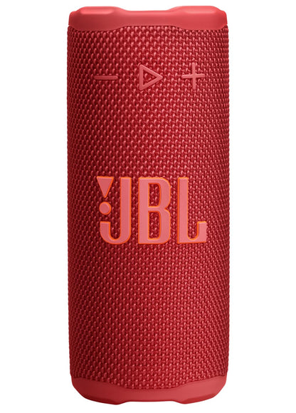 JBL Grip Bluetooth Lautsprecher, AI Sound Boost, IP68, Rot in kompakter Bauform mit Umgebungslicht