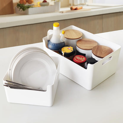 LYLIDIA Aufbewahrungsboxen Set 5 Stück Kunststoff Weiss mit Griffen
