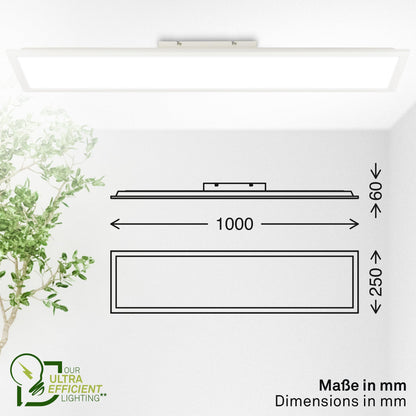 BRILONER LED-Deckenleuchte Panel, neutralweiss, 100 x 25 cm, weiss