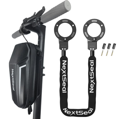 NextSeal E-Scooter Schloss Handschellenschloss mit Tasche, 90 cm – dreiteiliges Metall-Handschellendesign