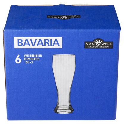 Van Well Bavaria Weizenbiergläser 0,5 l, 6er-Set, geeicht, klar