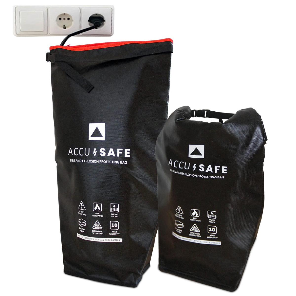 SELBST-SICHER Accu Safe XL feuerfeste E-Bike Akkutasche. Schützt E-Bike Lithium-Ionen-Akkus feuerfest bei Transport & Lagerung.