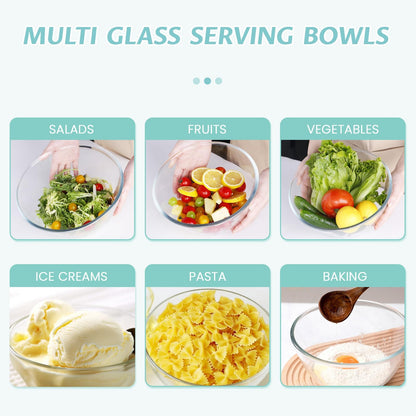 Luvan Glasschüssel-Set mit Deckel, 3-teilig (1 L, 2,5 L, 4,2 L)