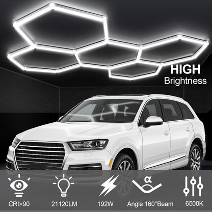 DIKHEE 5-Hex Sechseck LED Garagenlampe – 192W 6500K