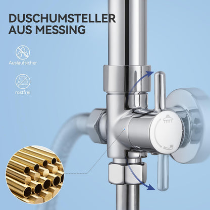 Auralum Regendusche Set ohne Armatur, Ø 250 mm, Duschstange, Chrom