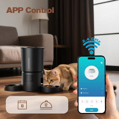 AONBOY Futterautomat Doppelnapf Katze WiFi - 5L Schwarz