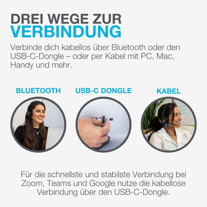 JLab Go Work 2nd Gen Bluetooth Headset mit Mikrofon & USB-C-Dongle