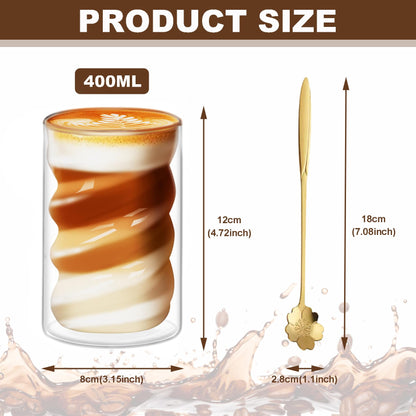 KEHTUNAHT Latte Macchiato Gläser doppelwandig, 400 ml, 6er-Set