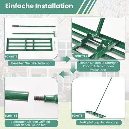COSTWAY Rasen Nivellierrechen Metall, 91 × 25 cm, ergonomischer Griff