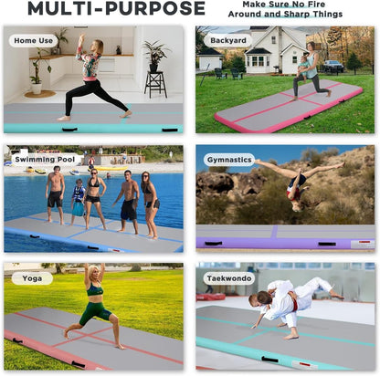 KIKILIVE Air Track Matte 4 m, aufblasbare Gymnastikmatte mit Pumpe