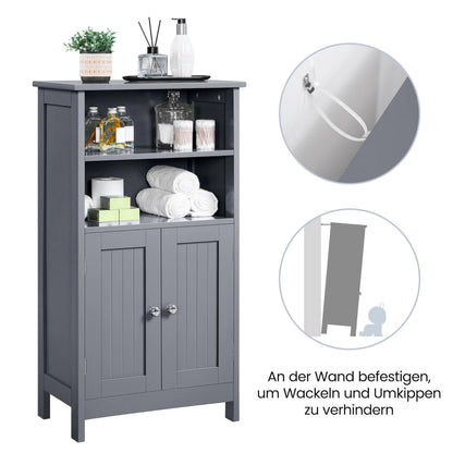 Yaheetech Badschrank mit Doppeltür & Ablagefächern - Dunkelgrau