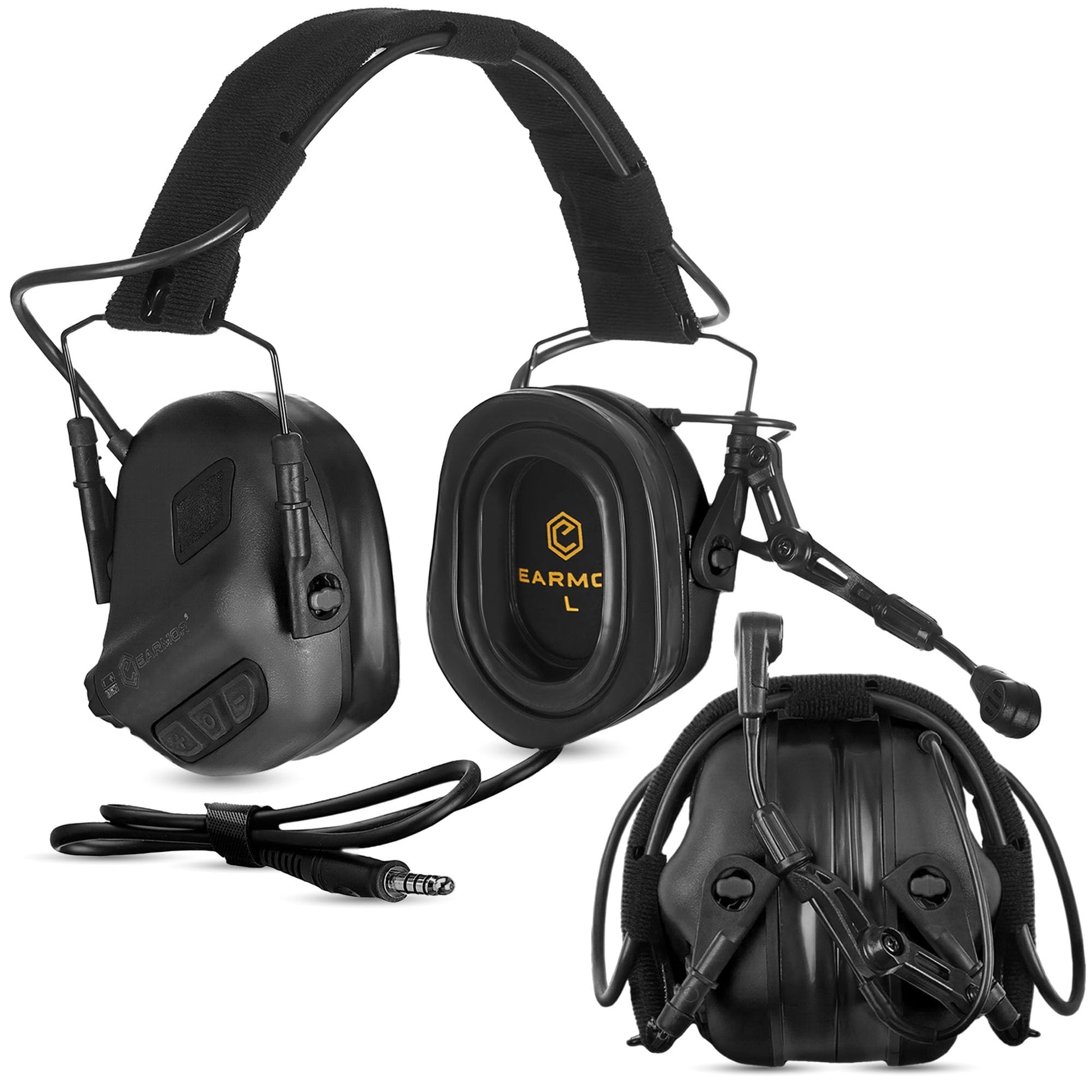 Earmor M32 PLUS 2025 taktisches Gehörschutz-Headset, grün. Aktiver Kapselgehörschutz mit Kommunikation für taktische Einsätze.
