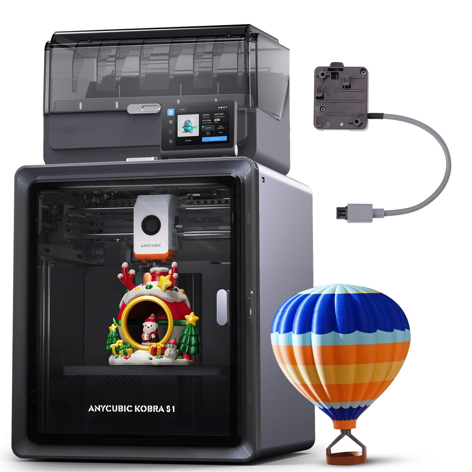 Anycubic Kobra S1 Combo 3D-Drucker – Mehrfarbig Hochgeschwindigkeit. FDM-Drucker für schnelle Erstellung komplexer 3D-Modelle aus Filament.