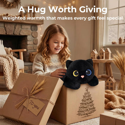 Mewaii Gewichtskuscheltier Schwarze Katze mit Wärmekissen, 2,3 kg