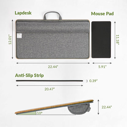 ergomi Laptoptisch mit Kissen – Laptopunterlage bis 17 Zoll, Holzoptik