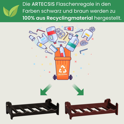 ARTECSIS Weinregal Stapelregal Kunststoff - 72 Flaschen Schwarz