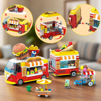 HOGOKIDS City Burger-Truck 2-in-1 Klemmbausteine, 826 Teile