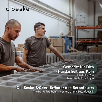 Beske-Manufaktur Design Betonfeuer Outdoor Kerze Dauerdocht 13x13x13cm