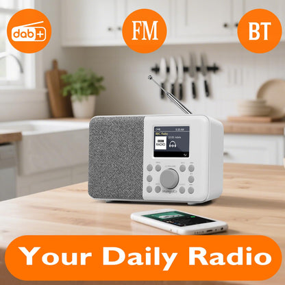 MangoKit MD3 DAB+/UKW Digitalradio, tragbar, Bluetooth, Steingrau