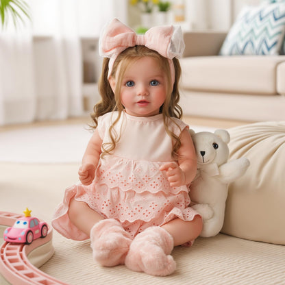 BABESIDE Reborn Puppe Mädchen 50cm - Langes Haar, Stoffkörper