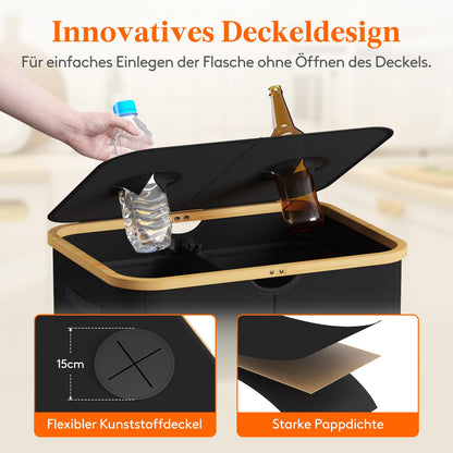 Lifewit Pfandflaschen Sammelbehälter mit Deckel, 150 L, Schwarz