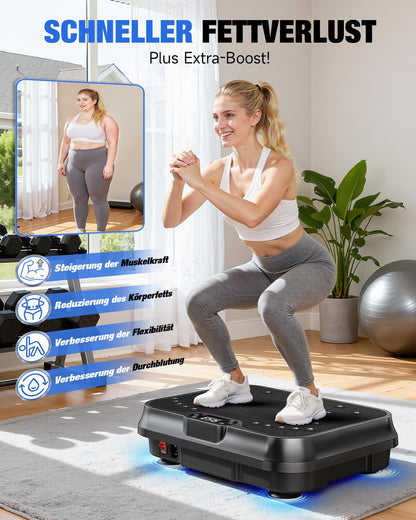 HomeFitnessCode Mini Vibrationsplatte mit 250 Stufen, Schwarz