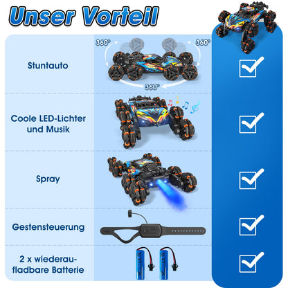 AYIQUTY Ferngesteuertes Auto 8WD RC Stunt Drift mit Handsteuerung