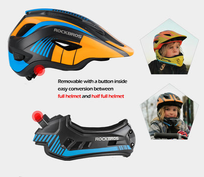 ROCKBROS Kinder Fullface Helm abnehmbarer Kinnschutz - M Blau